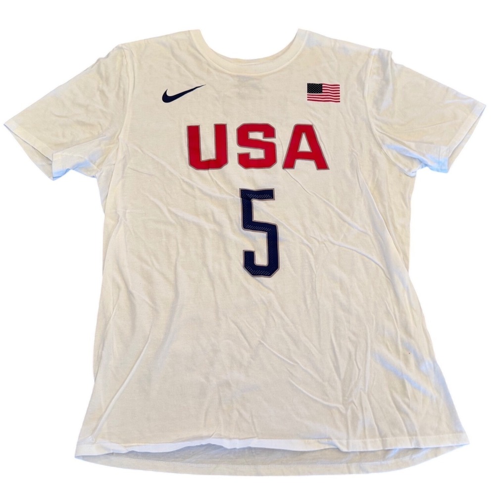 Nike Team USA Basketball Kevin Durant 5 T-Shirt Mens Medium White Graphic Tee